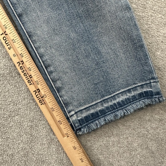 Burberry Jeans Womens 29 Mid Rise Slim Crop Blue Wash Frayed Hem Stretch Denim - Picture 9 of 9